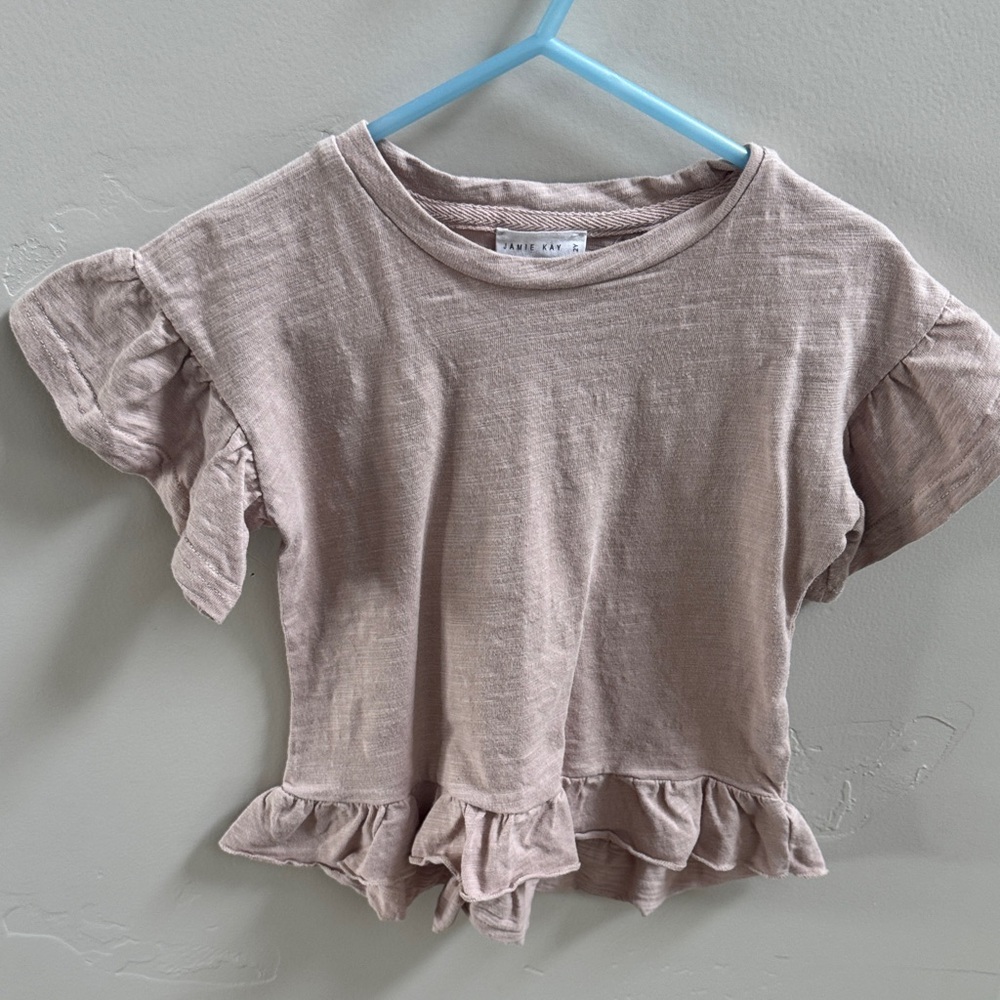 Jamie Kay Dusty Pink Ruffle Hem Short Sleeve Tee
